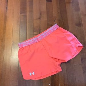 Neon pink under armor shorts size small